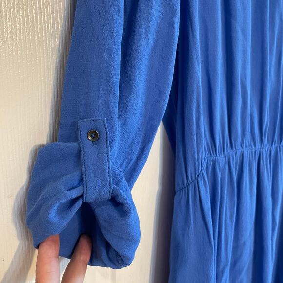 Maeve Anthropologie Blue V-Neck Utility Dress, Size L - Picture 5 of 16